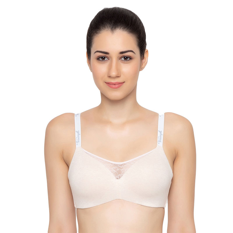 Triumph Comfort 161 Padded Non Wired Everyday Invisible Cotton T-shirt Bra - Nude (34D)