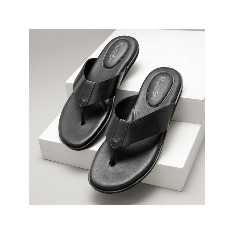 Ruosh The Aero Black Men Thong Slipper Sandals (UK 9)