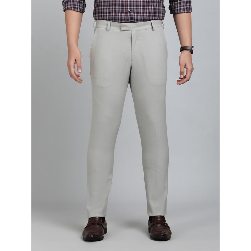 JadeBlue Men Grey Blended Super Slim Fit Striped Formal Trouser (38)