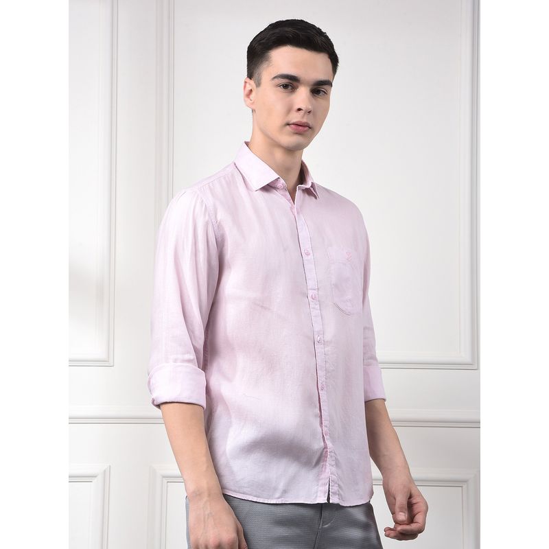 CRIMSOUNE CLUB Men Pink Linen Shirt (XL)