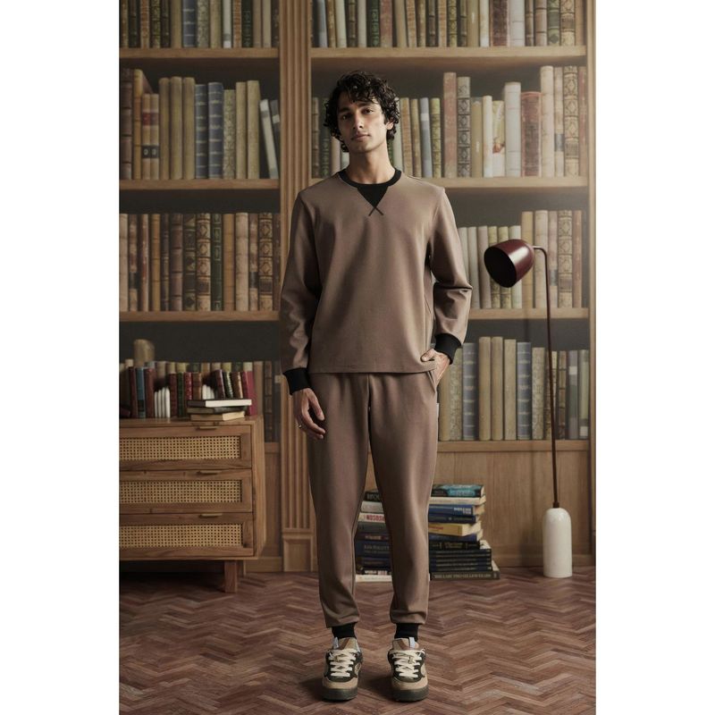 Muvazo Men Brown Regular Fit Co-Ord Set (XS)