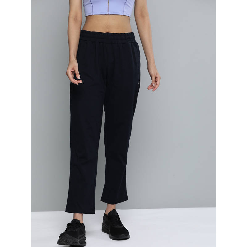 Alcis Women Navy Blue Solid Bootcut Track Pants (M)