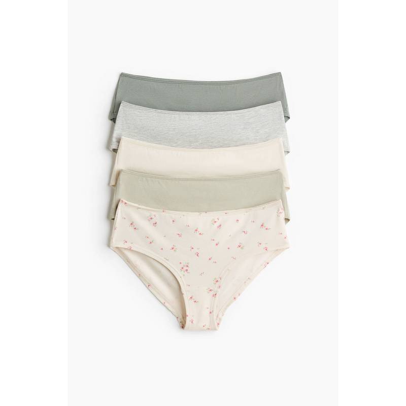 H&M Women Multi-Color 5-Pack Cotton Hipster Briefs (M)