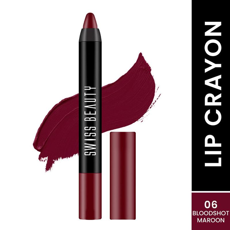 Swiss Beauty 12 Hrs Stay Matte Finish Lip Crayon - Bloodshot Maroon