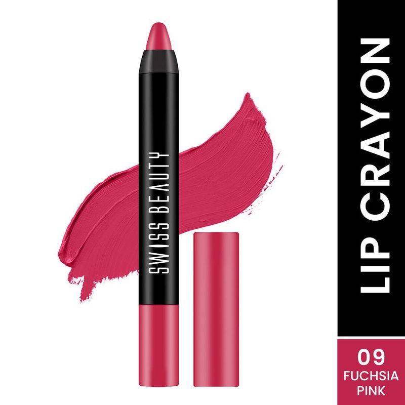 Swiss Beauty Matte Long Lasting Stay Maxx Lip Crayon Lipstick Matte Finish - 9 Fuschia Pink