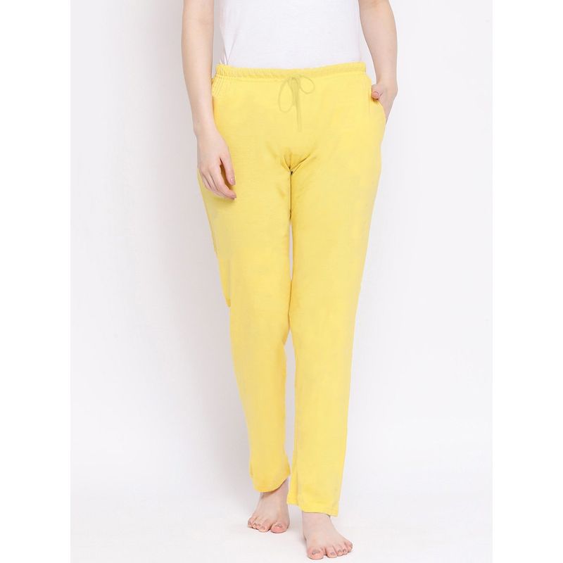 Kanvin Womens Yellow Solid Knitted Pajamas (M)
