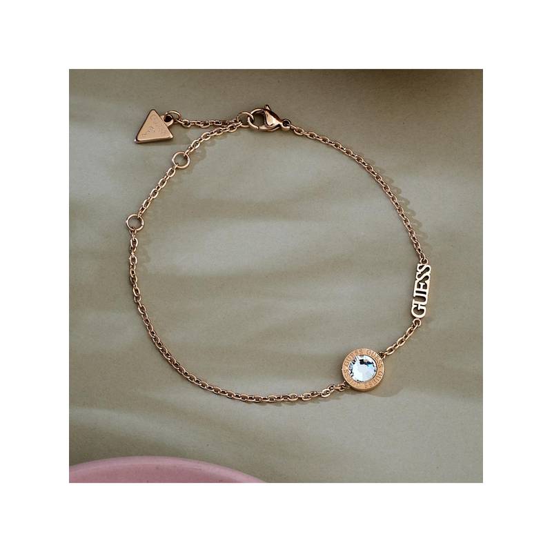 Guess Color My Day Chain Bracelet For Women, Stainless Steel, Anti-Tarnish, Rose Gold-Plated (S)