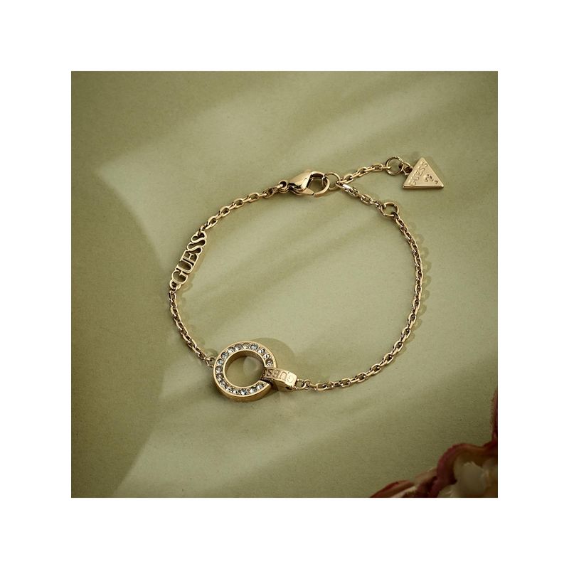 Guess Circle Lights Chain Bracelet For Women, Stainless Steel, Anti-Tarnish, Rose Gold-Plated (S)