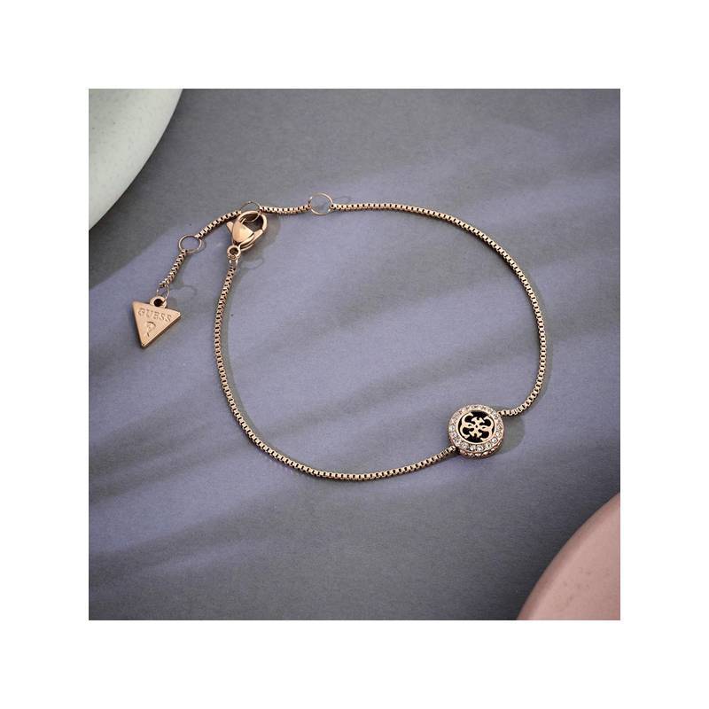 Guess 4G Crush Chain Bracelet For Women, Stainless Steel, Anti-Tarnish, Rose Gold-Plated (S)