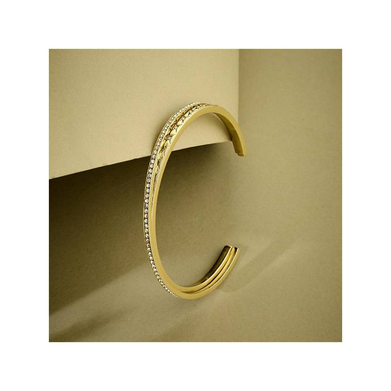 Guess Stylish Cuff Bracelet For Women, Stainless Steel, Anti-Tarnish, Gold-Plated (L)