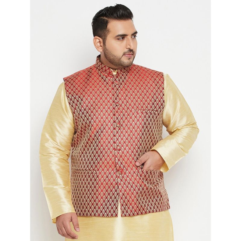 Vastramay Plus Men Maroon Nehru Jacket (2XL)