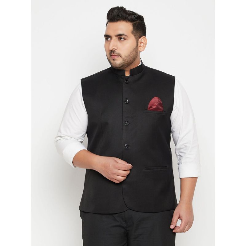 Vastramay Plus Men Black Nehru Jacket (7XL)