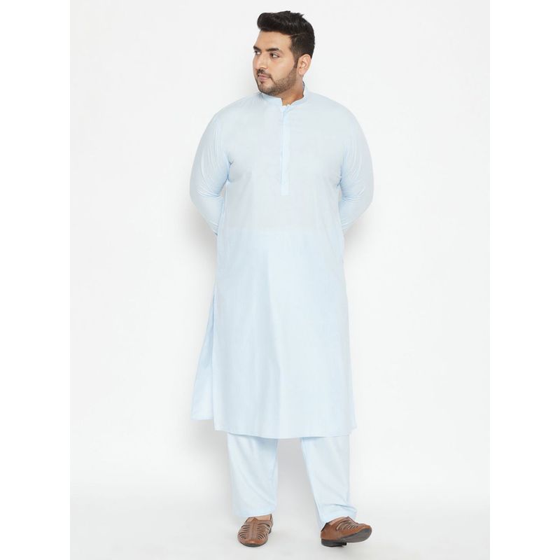 Vastramay Plus Men Aqua Blue Cotton Blend Pattani (Set of 2) (7XL)