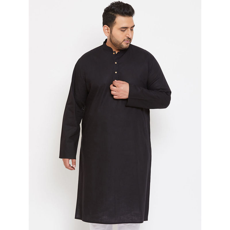 Vastramay Plus Men Black Cotton Blend Kurta (5XL)