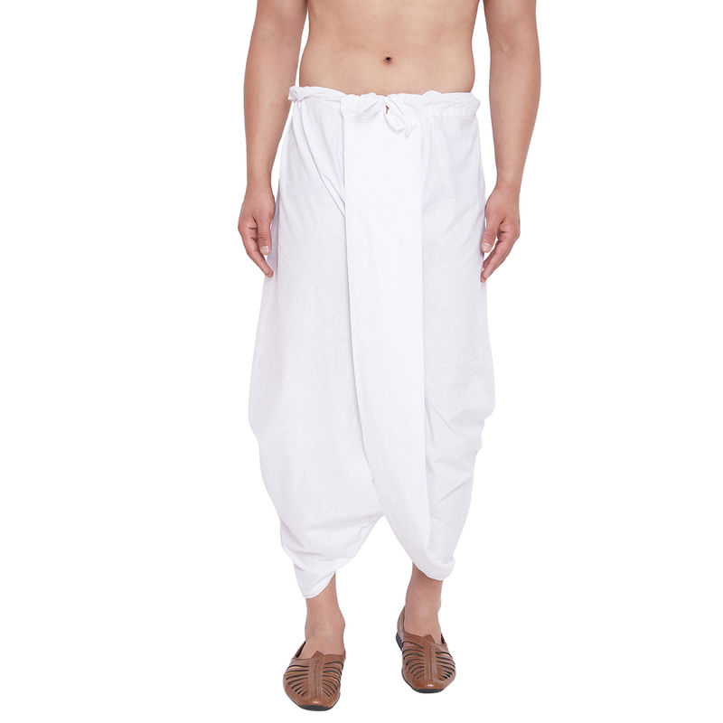 Vastramay Men White Traditional Dhoti (L)