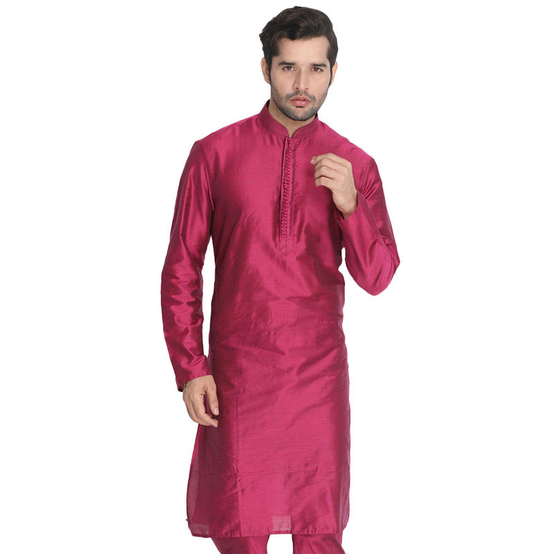 Vastramay Men Purple Cotton Blend Kurta (4XL)