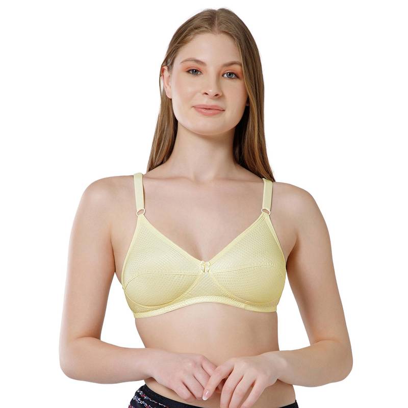 Bodycare Women Yellow Cotton Assorted Printed Non-Padded Bra (36)