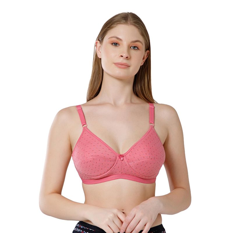 Bodycare Women Pink Cotton Padded Polka Dot Printed Bra (40)
