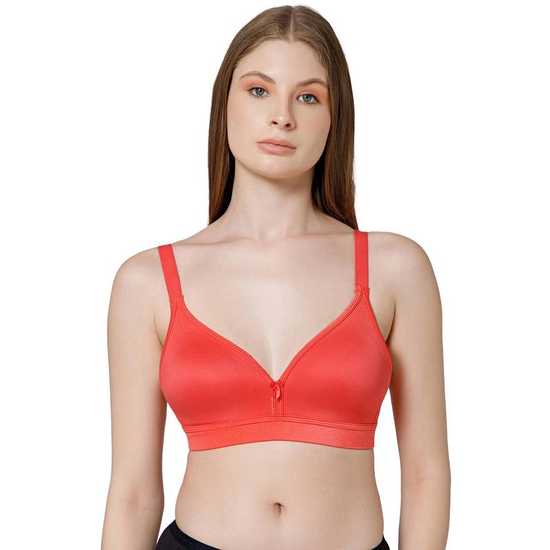 Bodycare Women Orange Solid Wire-Free Cotton Full Coverage Bra (40)