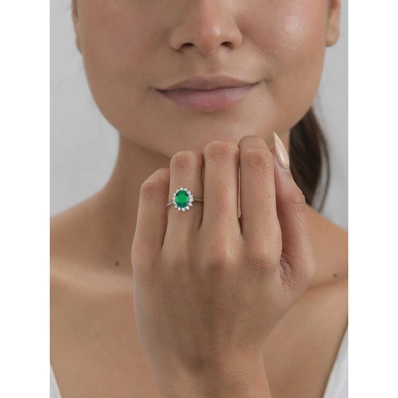 Ornate Jewels 925 Silver 1.5 Carat Green Emerald And American Diamond Ring for Women And Girls (13)