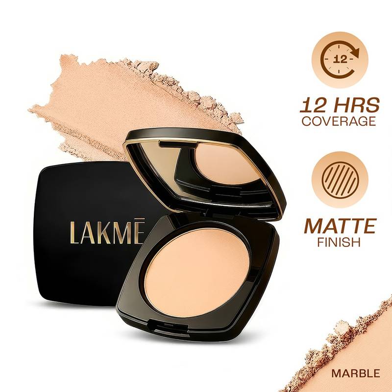 LAKME Forever Matte Compact, with Micromesh Technology, Compact Powder - Marble