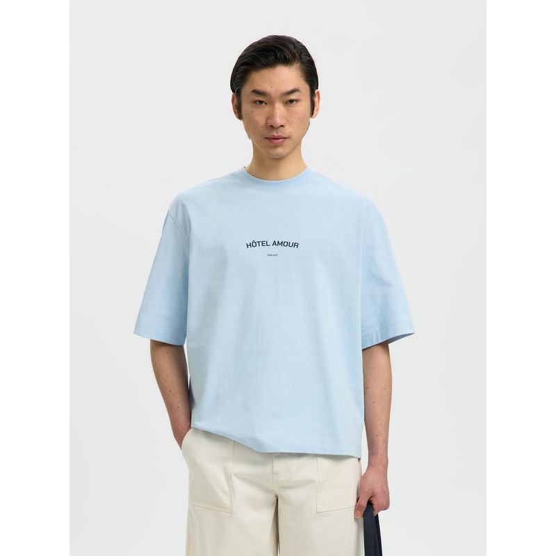 SELECTED HOMME Blue Organic Cotton Boxy Fit T-Shirt (XS)