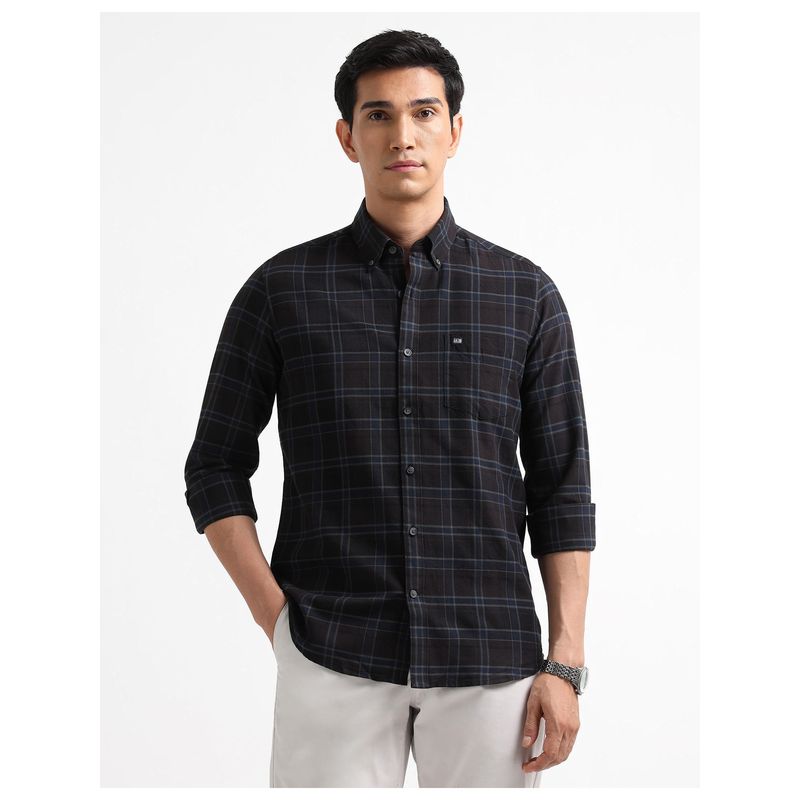 Arrow Sports Cotton Full Sleeves Navy Blue Shirt (38)