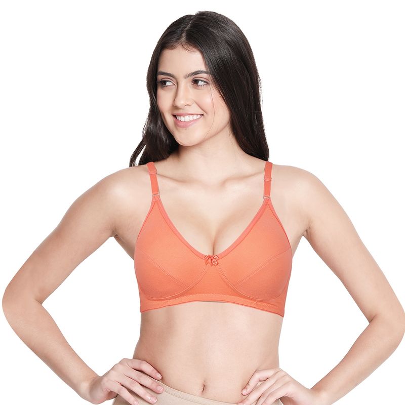 Shyaway Shyle Womens Peach Parfait Seamed Non Padded Wirefree Bra (32B)