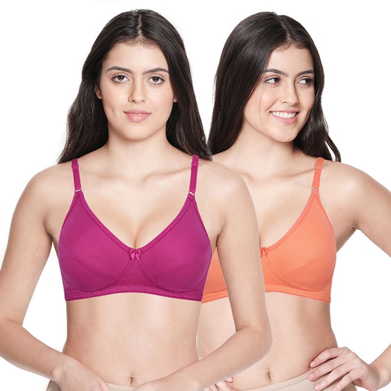 Buy Shyaway Shyle Womens Peach Parfait Seamed Non Padded Wirefree Bra online