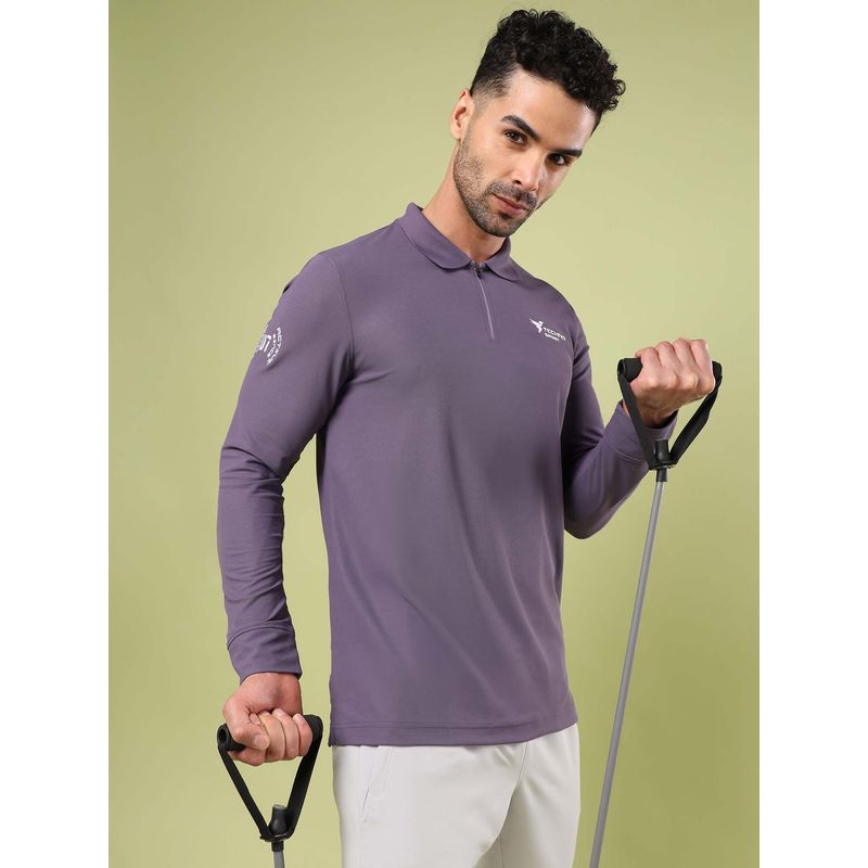 Technosport Men Solid Slim Fit Polo Sports T-Shirt With Matpiq (M)