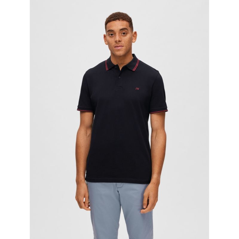 Selected Black Organic Cotton Polo T-shirt (S)