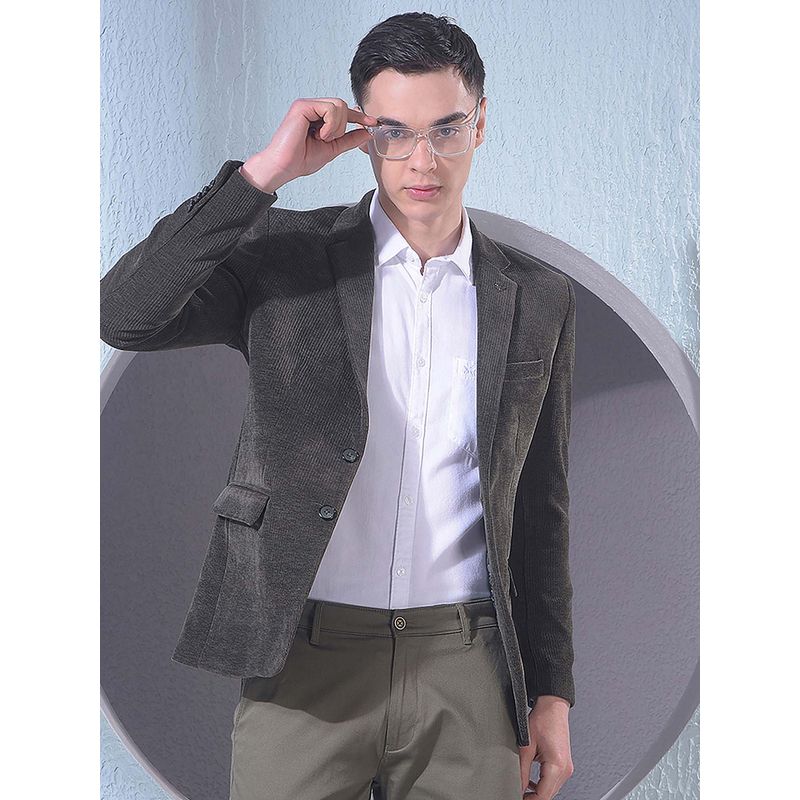 CRIMSOUNE CLUB Men Brown Notched Lapel Single-Breasted Blazer (M)