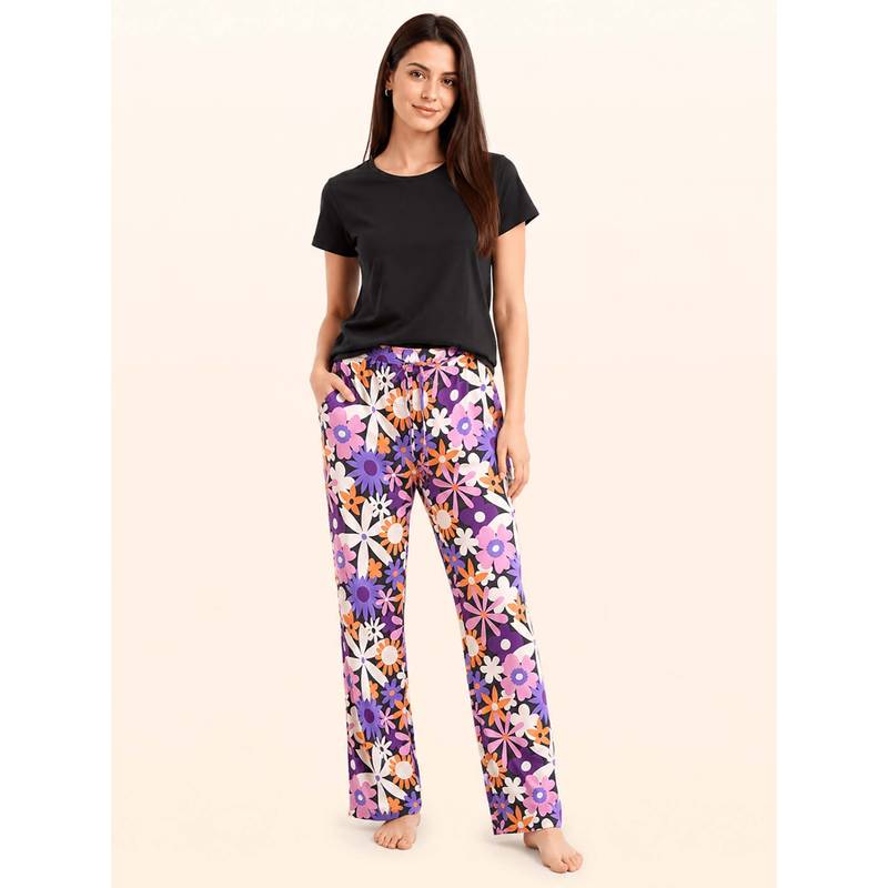 NeceSera Floral Black Nightsuit (S)