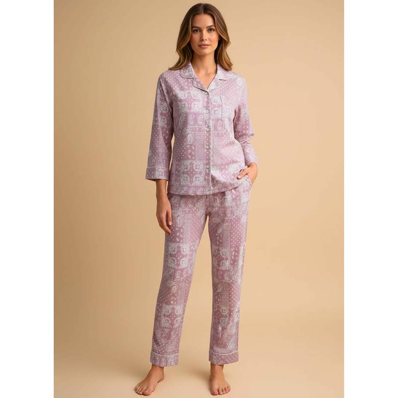 FABLUSH Women Nightwear Nightsuit Pink (Pack of 2) (S)