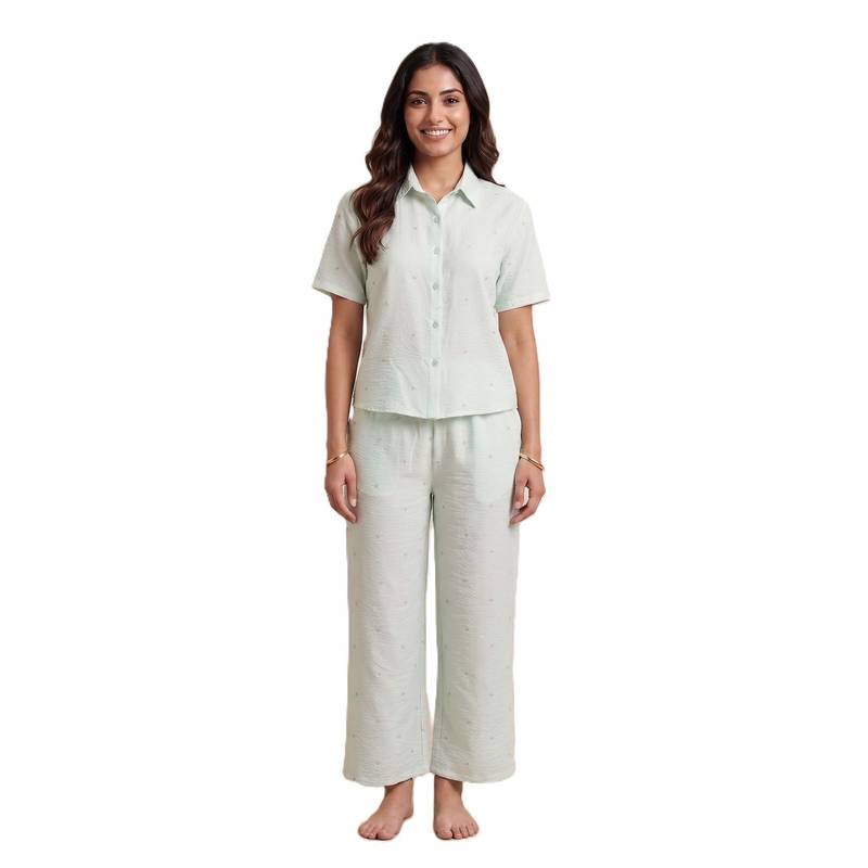 FABLUSH Women Nightwear Nightsuit Green (Pack of 2) (S)