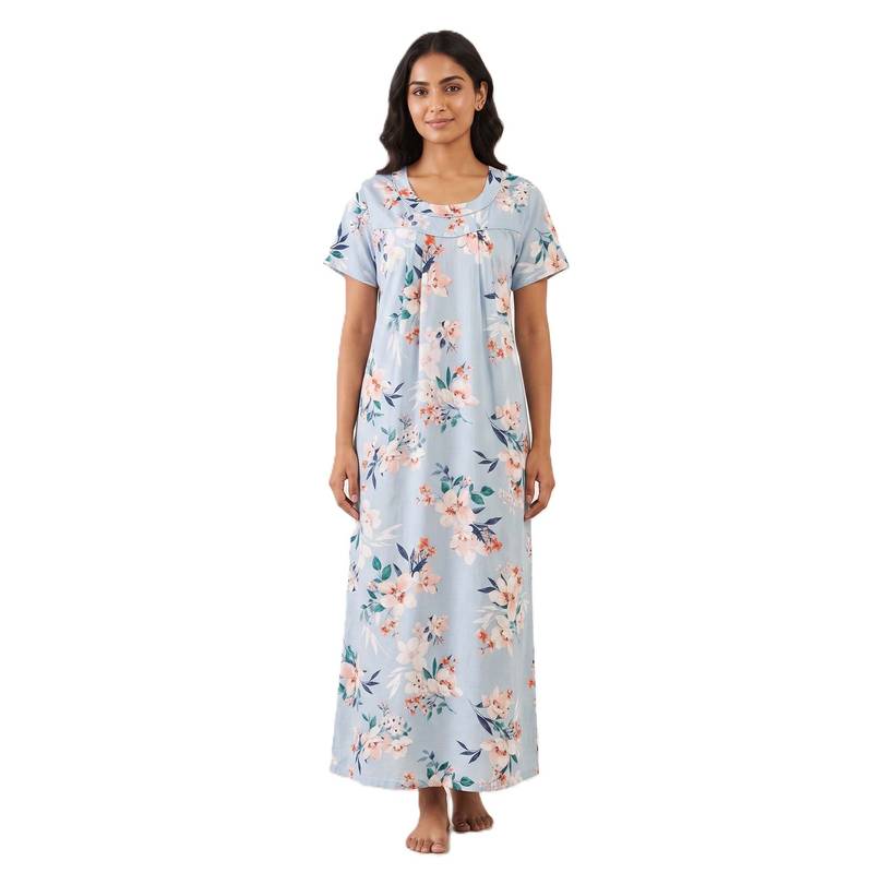 FABLUSH Women Nightwear Nighty Blue (2XL)
