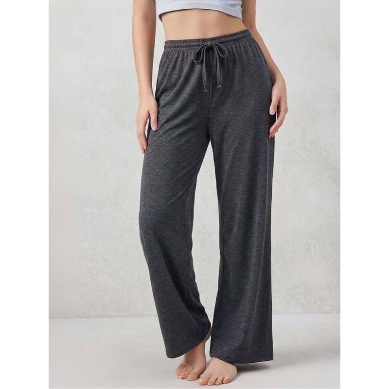 Kryptic Women Cotton Baggy Fit Solid Lounge Pant With Side Pocket Charcoal (M)