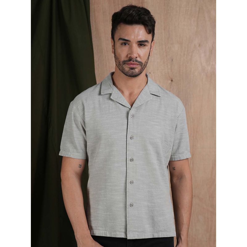 PRONK Men Half Sleeves Shirt - Grey (S)