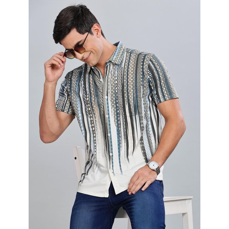 BULLMER Green Trendy Regular Fit Printed Causal Half Sleeve Shirt for Men (2XL)