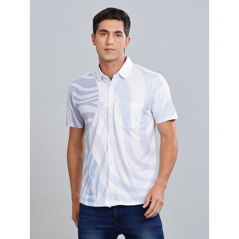 BULLMER White Trendy Regular Fit Printed Causal Half Sleeve Shirt for Men (3XL)