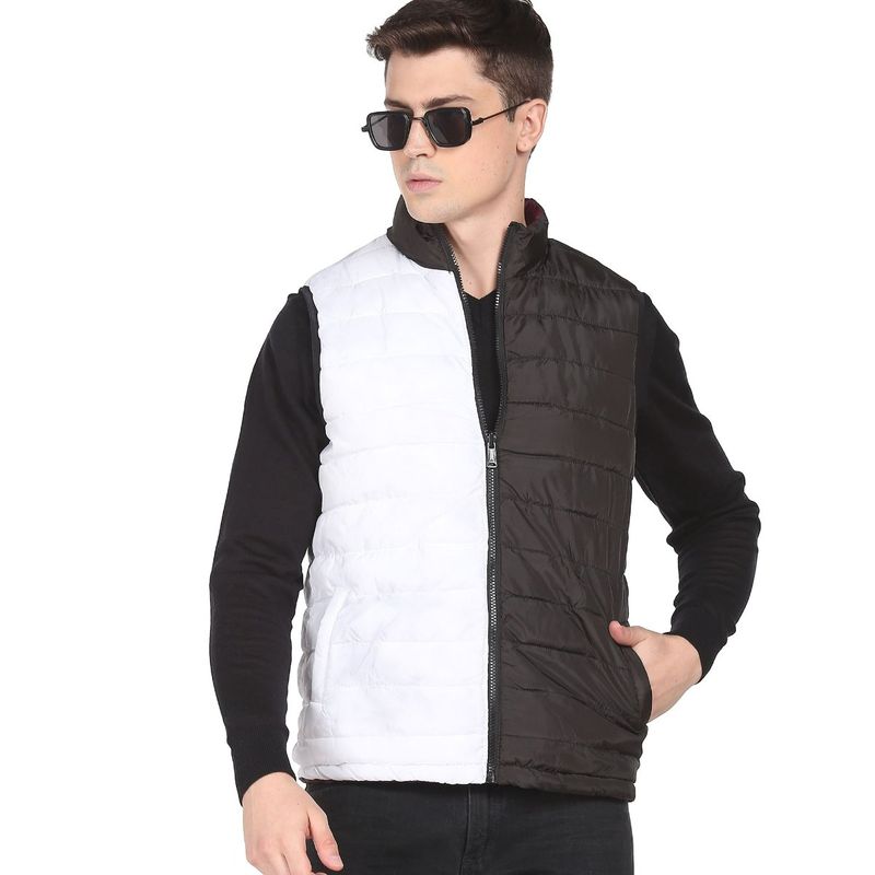 Arrow Sports Men Burgundy Reversible Polyester Sleeveless Jacket (L)