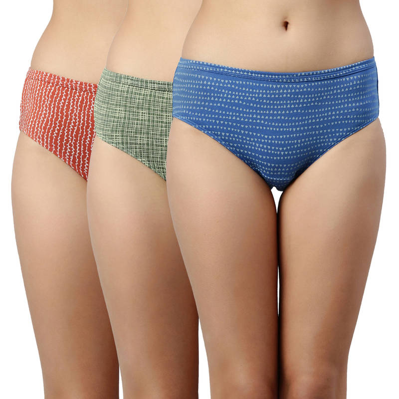 Enamor Cotton Mid Waist Hipster Panty Breathable Antimicrobial Stain Release Grip Fit CH03 (M)