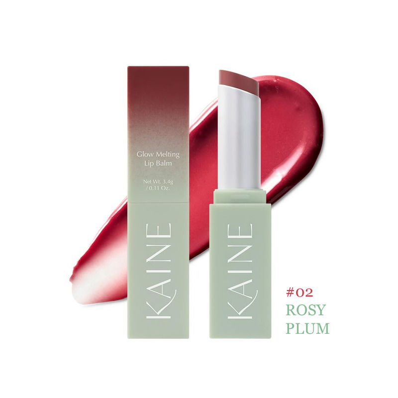 Kaine Glow Melting Lip Balm #02 Rosy Plum, Moisturizing Korean Tinted Lip Balm for Glossy Lips