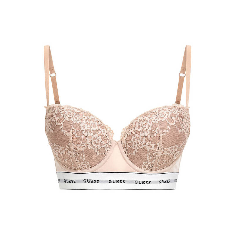 Guess Polyamide Self Design Beige Balconette Bra (32B)