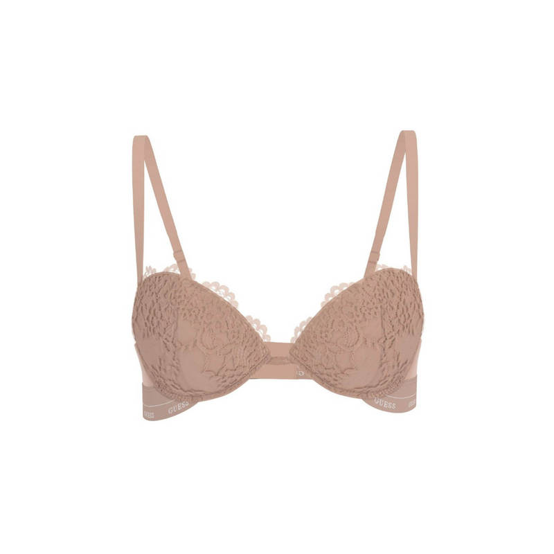 Guess Polyamide Self Design Pink Push Up Bra (32B)