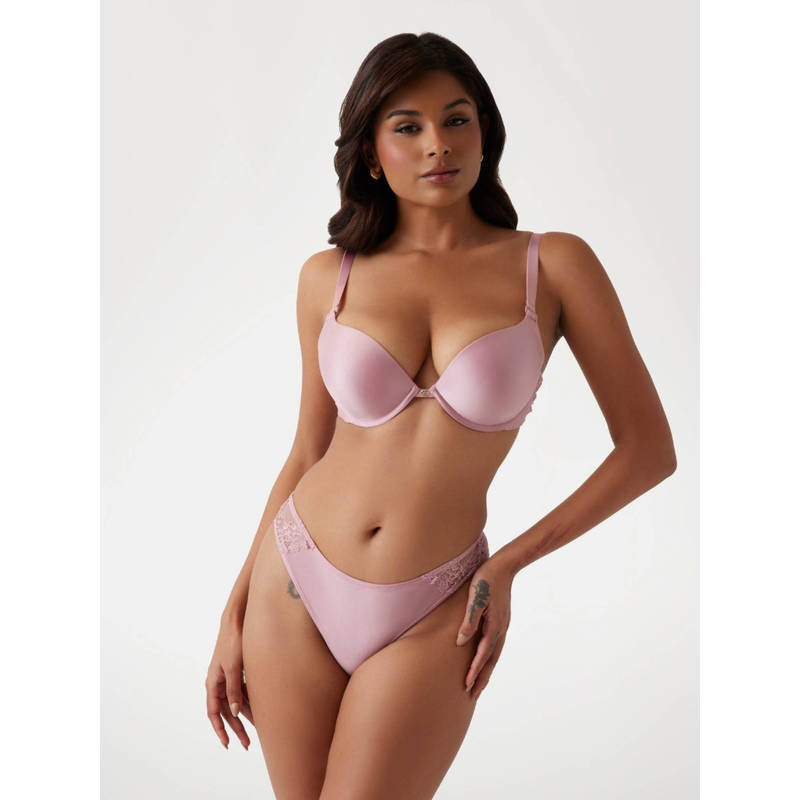 Guess Polyamide Solid Pink Push Up Bra (34D)