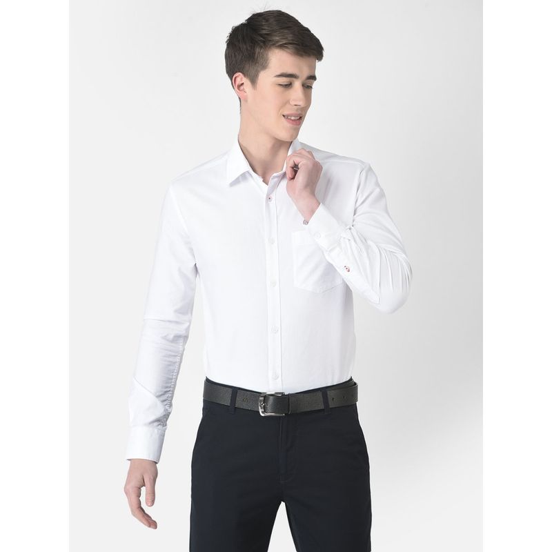CRIMSOUNE CLUB Men Plain White Formal Shirt (2XL)