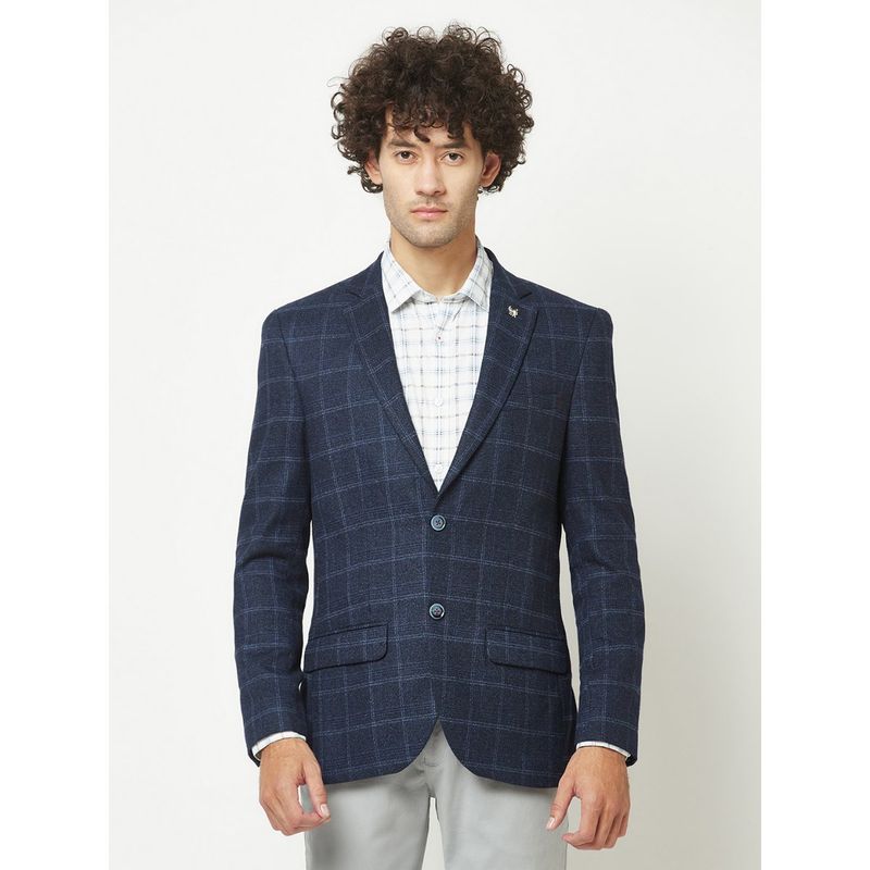 CRIMSOUNE CLUB Mens Royal Blue Checkered Blazer (M)