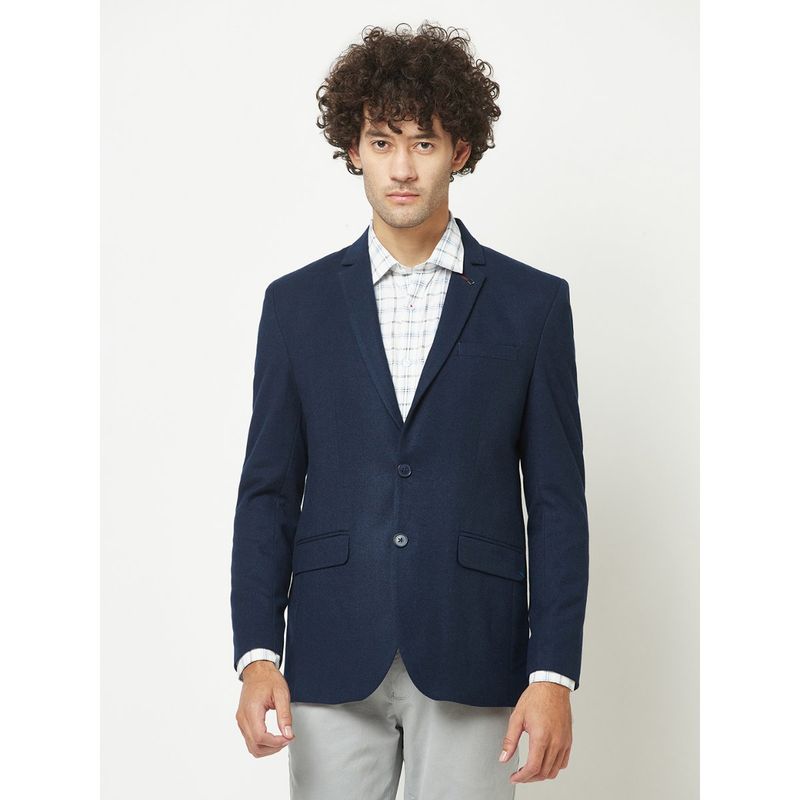 CRIMSOUNE CLUB Mens Solid Navy Blue Blazer (M)