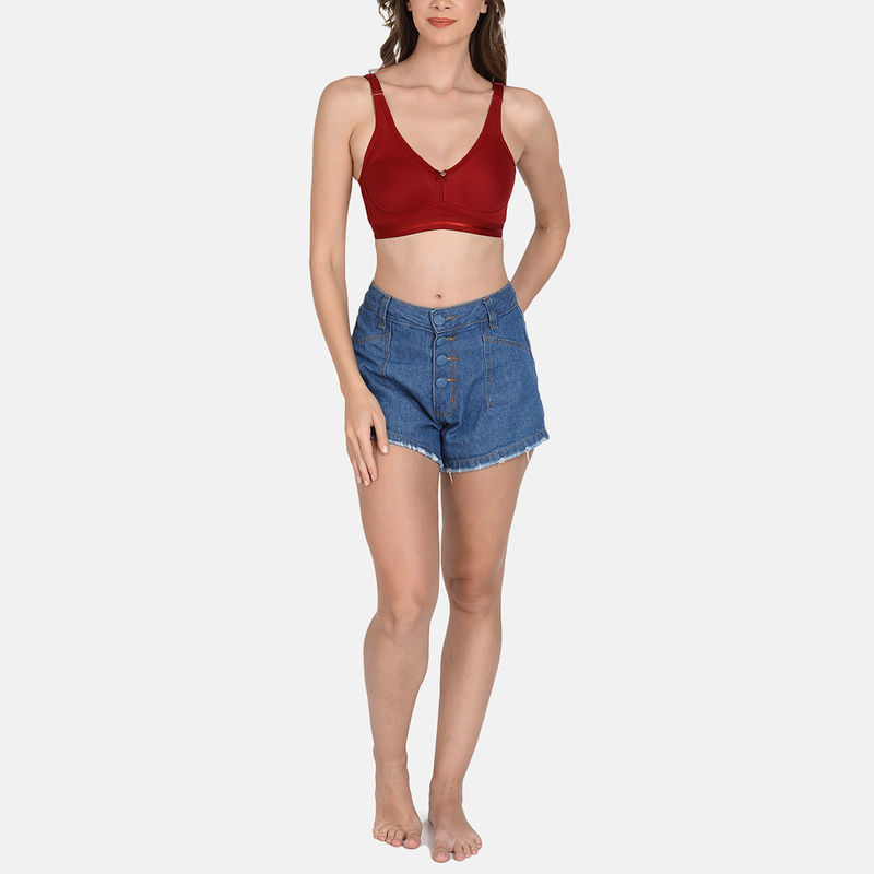 Mod & Shy Women Non-Padded Non-Wired T-Shirt Bra Maroon (32B)